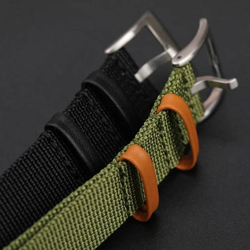 Canvas Nylon Patch Leather Strap for Rolex Watchband for Omega Wristband Soft Watch Bracelet for Seiko Replacement 20mm 22mm