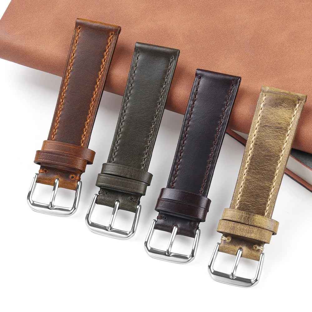 Genuine Cowhide Strap for Casio for Seiko for Omega  High Quality Crazy Horse Cowhide Watch Band for Rolex 18 22 22mm