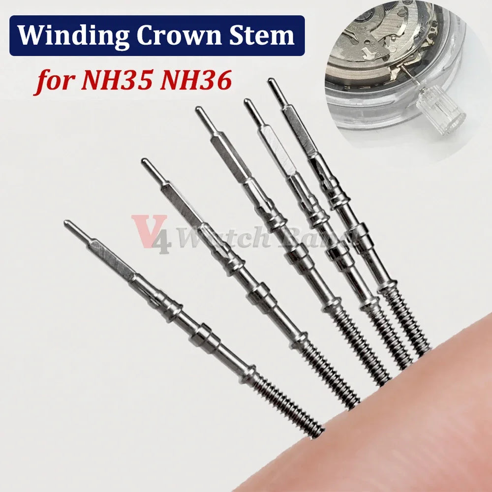5pcs Watch Nh35a Movement Stem for SEIKONH35A NH36A Modification Replacement Parts Spare Stems Winding Stem Watch Movement Pin