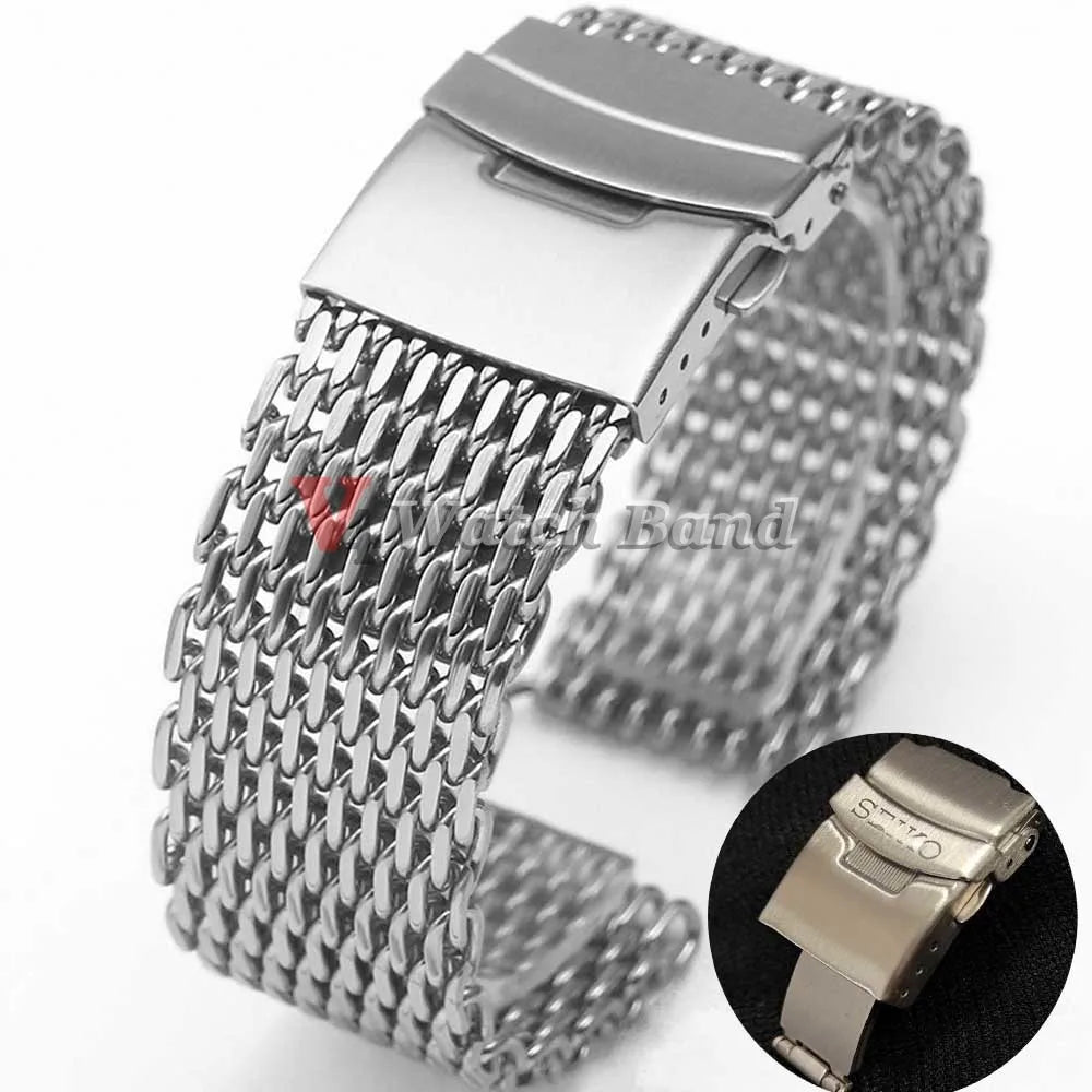 Luxury Shark Mesh Stainless Steel Watch Band for Seiko 20mm 22mm Belt  Milanese Strap for Samsung for Casio for Citizen Bracelet