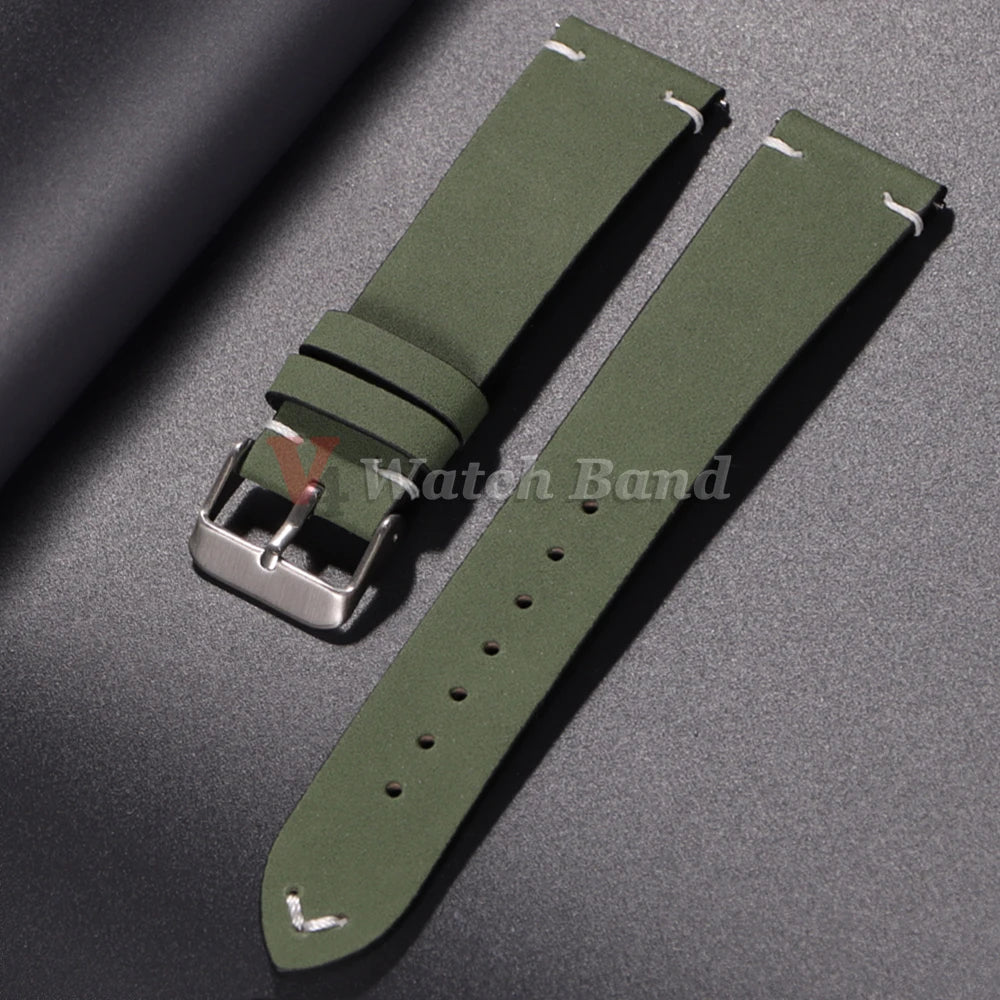 20mm 22mm Vintage Leather Watch Band Quick Release Straps Stitching Cowhide Strap for Omega Replacment Wrist Bracelet for Seiko