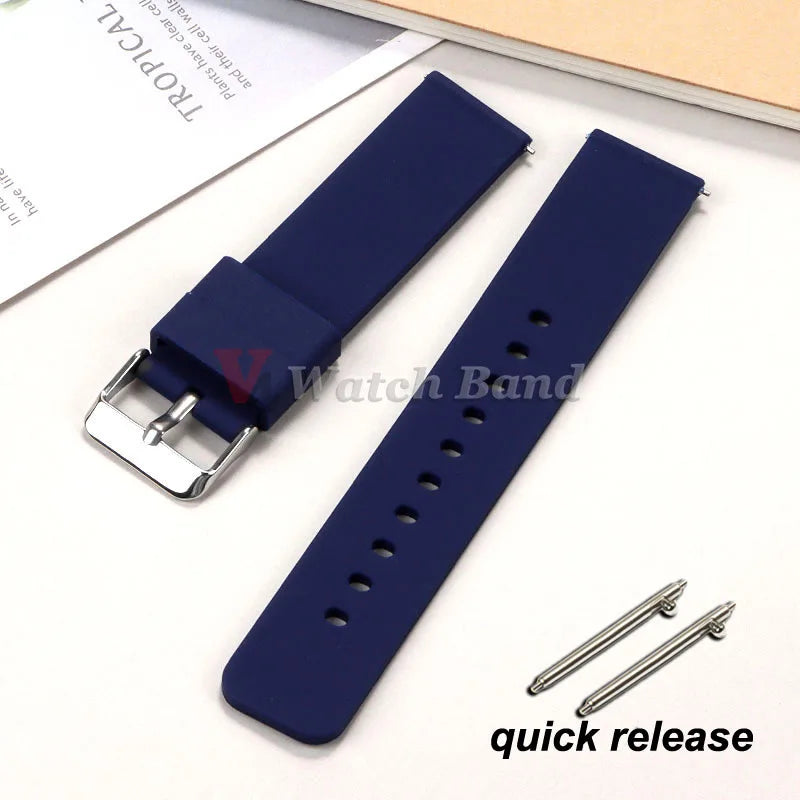 10/12/14/15/16/18/19/20/21/ 22/24mm Quick Release Silicone Strap for Samsung Galaxy Watch 3 4 5  for Huawei GT2/GT3 Smart Watch