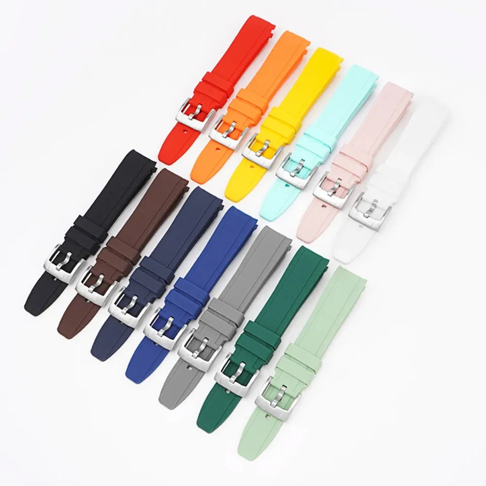 Curved End Watch Band for MoonSwatch Silicone Straps for Citizen 20mm 22mm Arc Rubber Sport Bracelet for Rolex Curved Straps