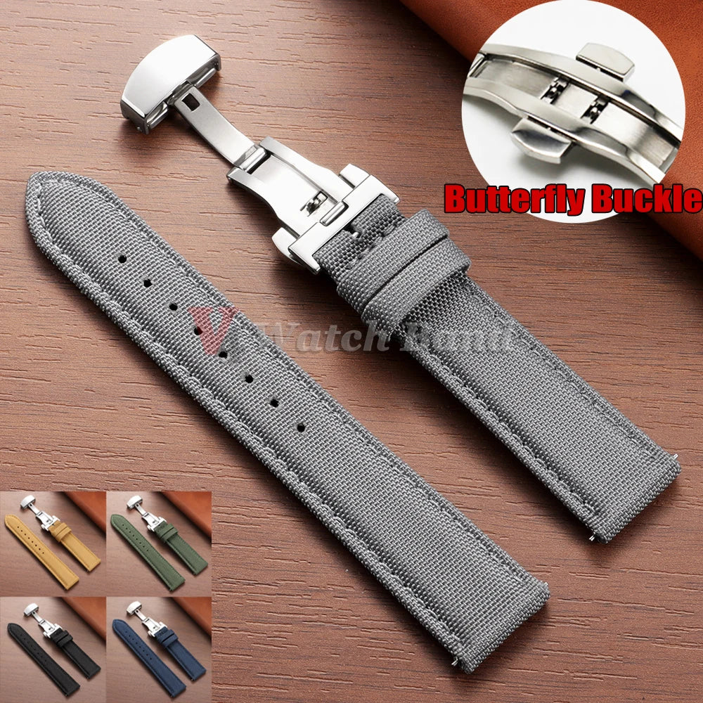 QuickRelease Nylon Watchband for Hamilton Military Sailcloth Watch Strap 20mm 22mm for Omega for Seiko Business Butterfly Buckle
