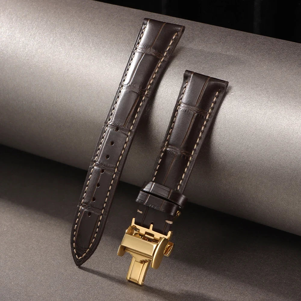 18mm 19mm 20mm 21mm 22mm Cowhide Watch Strap for Longines Replacement Bracelet Universal Metal Butterfly Clasp Wrist Band
