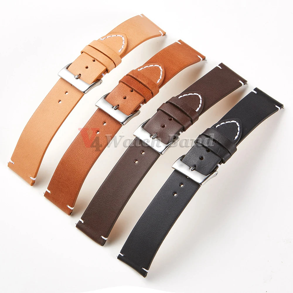 Quick Release Calfskin Genuine Leather Bracelet for Seiko for Samsung 20 22 24mm 12 14 16 18mmVintage Smart Watch Band for Omega