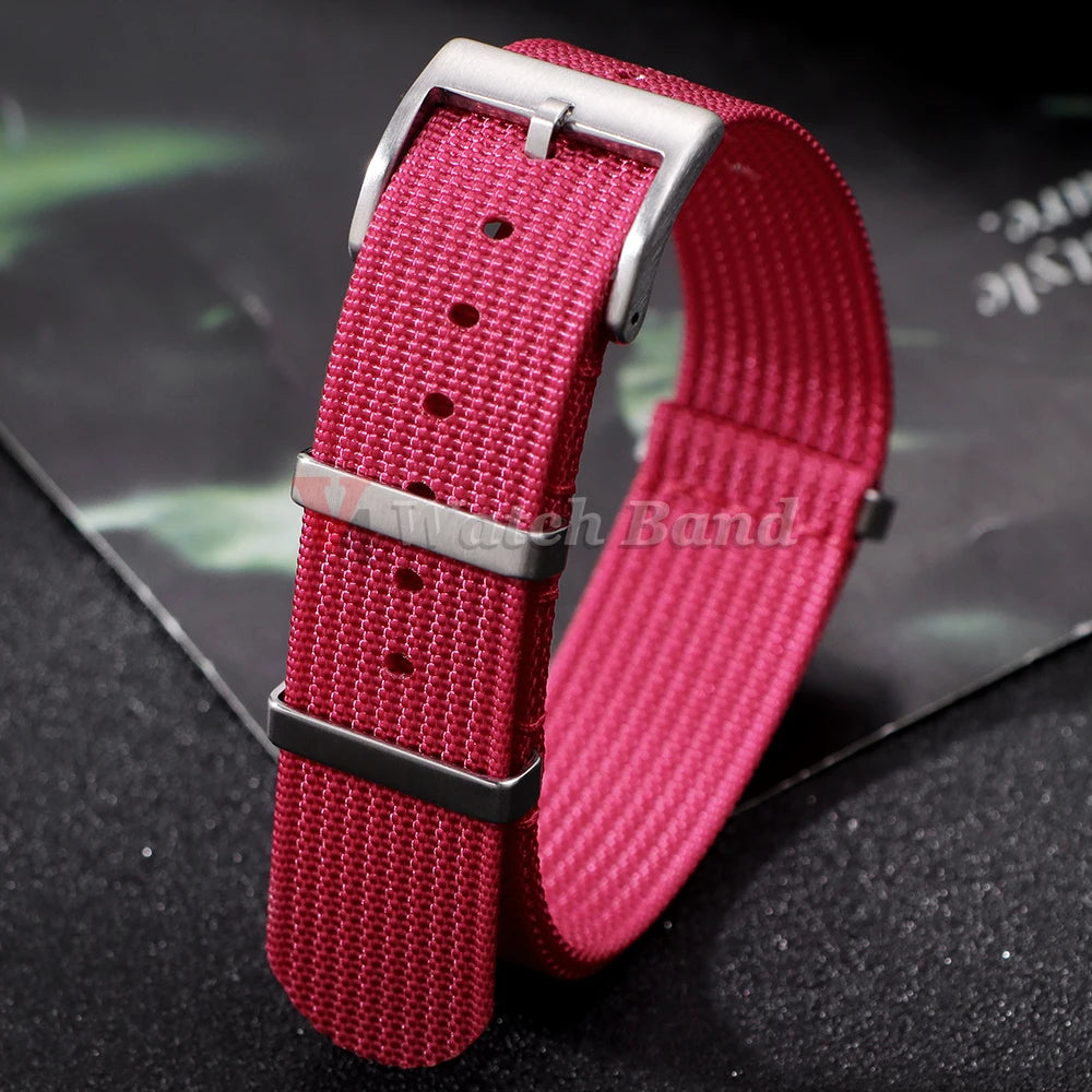 Ribbed Nylon Watch Band  for Seiko 18mm 20mm 22mm Comfortable Watch Straps Loop Military Washable Blet for Rolex Men Watchbands