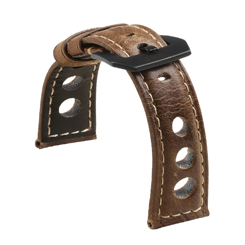 Vintage Cowhide Watchband Genuine Leather Strap for Omega for Panerai for Women Men Universal Breathable Bracelet 20mm 22mm 24mm