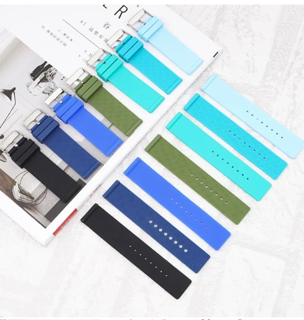 12 14mm 16mm 18mm 20mm 22mm 24mm Silicone Watch Strap Men Women Replace Bracelet Soft Rubber for Seiko for Huawei Watch Gt2/3/4