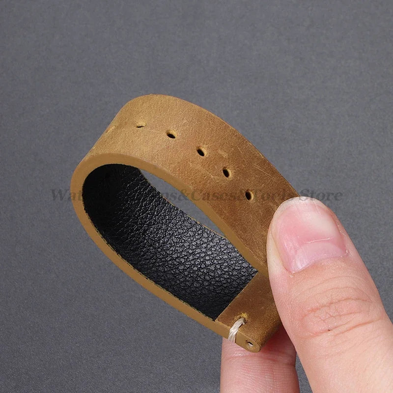 Stitching Cowhide Strap for Omega for Seiko 18/19/20/21/22/24mm Wrist Bracelet Vintage Brown Leather Watch Band Butterfly Buckle