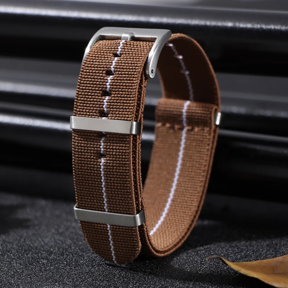 18mm 20mm 22mm Elastic Nylon Watch Strap for Seiko Army Sport Bracelet Replacement Brown Green Band Military Casual Watchband