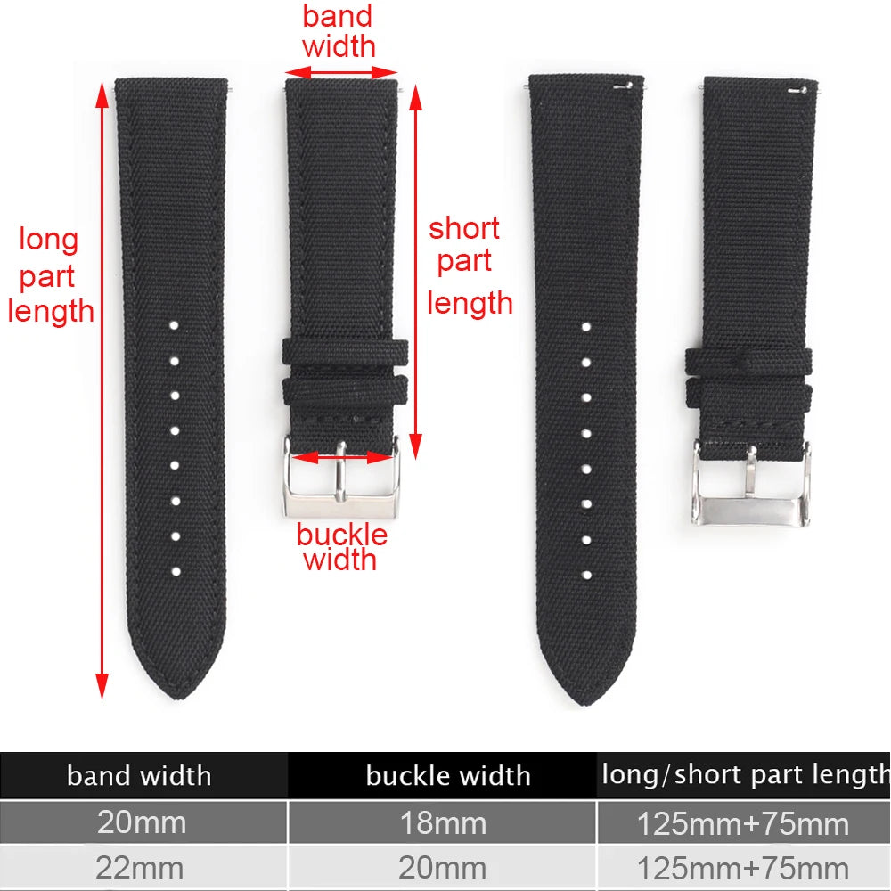 18mm 19mm 20mm 21mm 22mm 24mm Waterproof Sailcloth Watch Strap Two-Sided Nylon Watchband Quick Release Band Sport Belt For Men