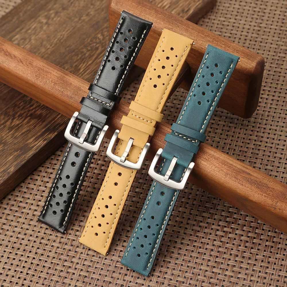 18mm 19mm 20mm 22mm Vintage Leather Watch Straps for Samsung Galaxy Watch 7/6/5 Bracelet for Seiko Quick Release Men Accessories