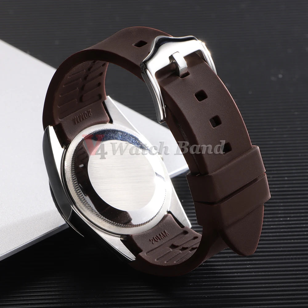 Soft Rubber Watch Strap Curved End 20mm 22mm for Rolex Green Water Ghost Silicone Watchband 18/19/21/24mm Bracelet MenSport Band