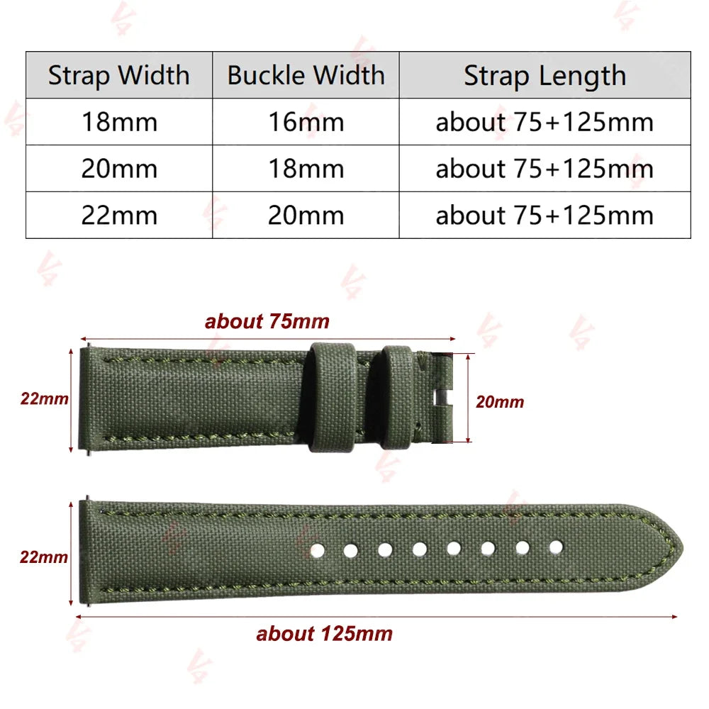 18mm 20mm 22mm Nylon Quick Release Waterproof Watch Bands Sailcloth Straps for Omega for Blancpain for Seiko Divers Men Women