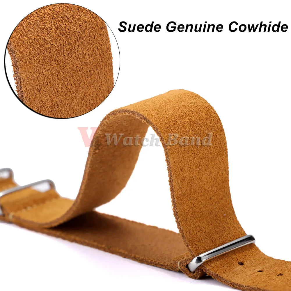 20mm 22mm Wrist Bracelet for Seiko Vintage Soft Suede Genuine Cowhide Watchband for Omega Strap for Samsung Galaxy Watch 4/5/6/7