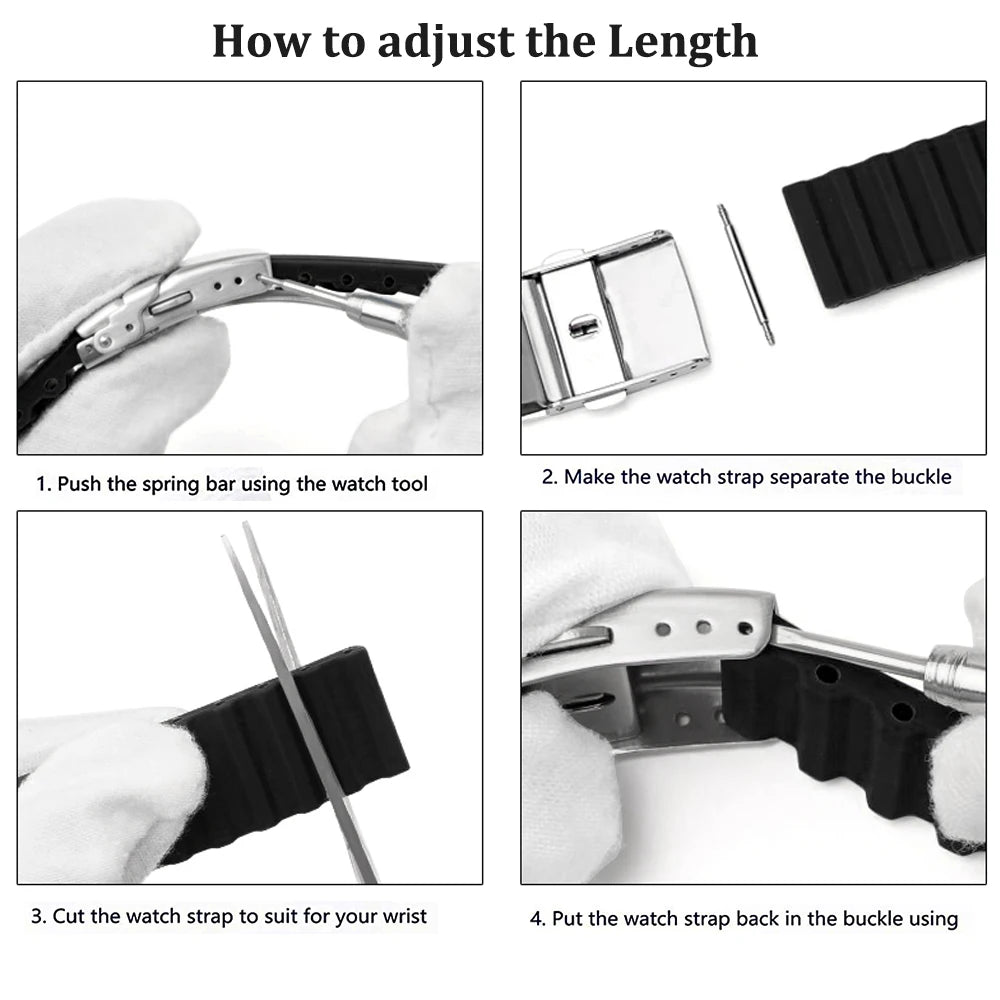 Watch Band For Seiko 18/20/22/24mm Tire Pattern Silicone Straps Rubber Universal Bracelet Quick Release Bracelet for Women Men