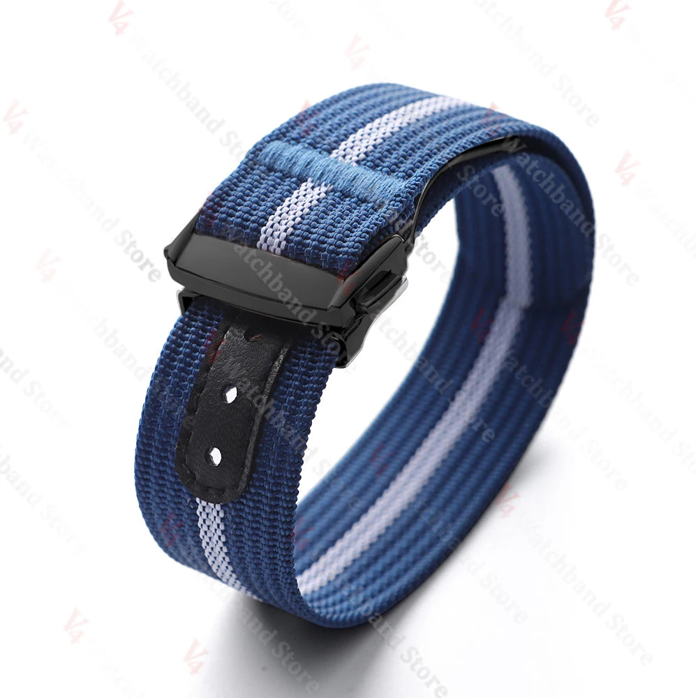 Black Gold Buckle Watch Band 20mm Men's Army Sports Breathable Braided Nylon Strap for Seiko Fabric Bracelet Wristbelt for Omega