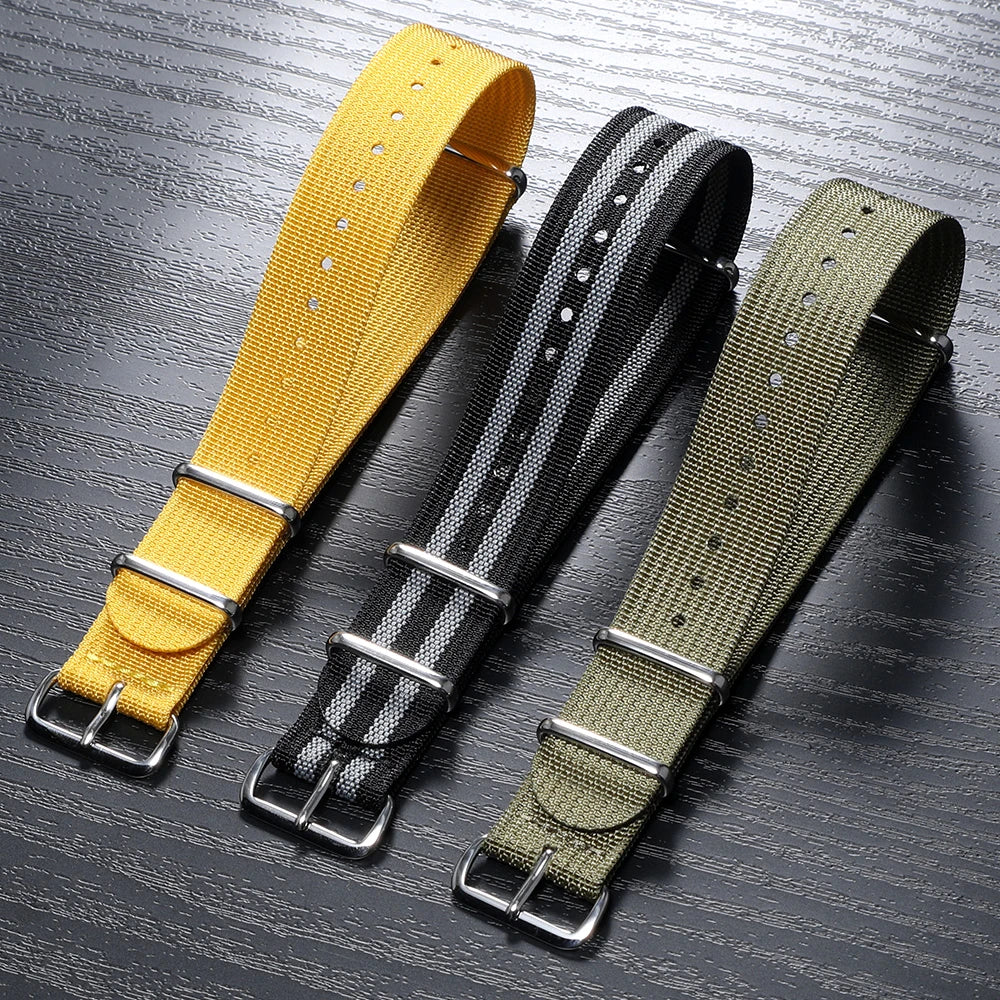 16mm 18mm 19mm 20mm 22mm 24mm Nylon Ribbed Watch Strap Band Military Casual Watchband Sport Bracelet Replacement Belt For Men