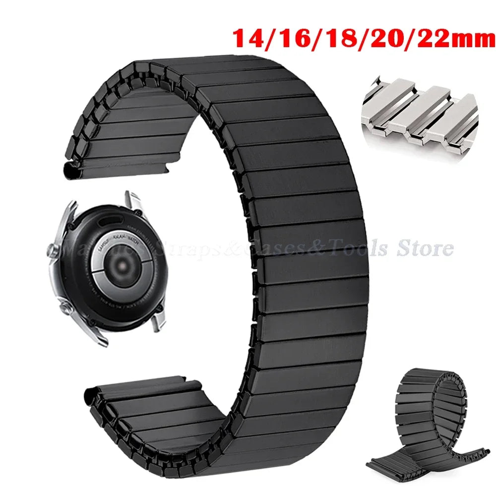 Metal Stainless Steel Elastic Stretch Watchband Expansion Strap for Huawei Watch GT2/3 Bracelet Accessories 14 16 18 20mm 22mm