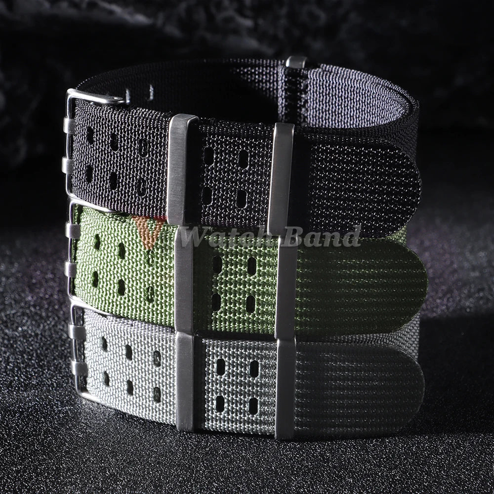 New Ribbed Nylon Watchband Canvas Watch Strap for Omega 20mm 22mm Military Watchband Accessories for Rolex Watch Band Bracelets