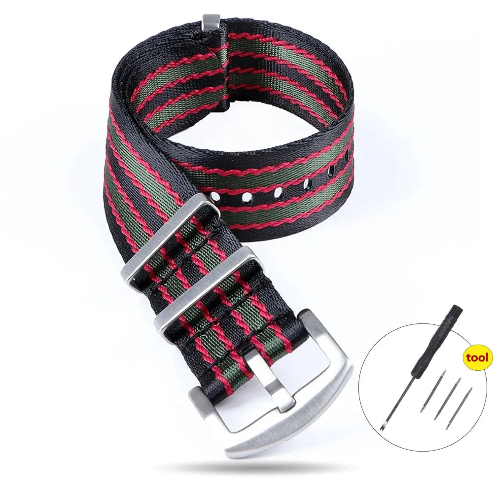 High Density Nylon Strap for Omega Seamaster 007 20mm 22mm Soft Nylon Bracelet for Seiko Military Watchband for Samsung Galaxy