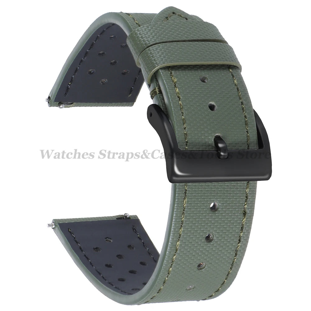 Premium Sailcloth Watch Strap for Seiko for Omega 18mm 20mm 22mm Qucik Release Fabric WatchBand Butterfly Buckle for HuaweiWatch