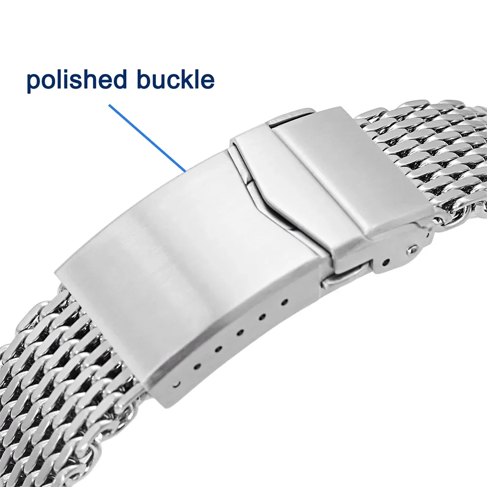 Luxury Milanese Loop 4.5mm Shark Mesh Strap for Casio MDV106 Watch Band for Seiko SKX007 Solid Buckle Watchband men Accessories