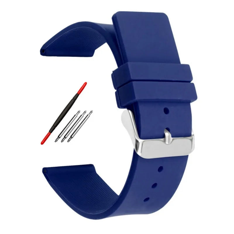 12 14mm 16mm 18mm 20mm 22mm 24mm Silicone Watch Strap Men Women Replace Bracelet Soft Rubber for Seiko for Huawei Watch Gt2/3/4