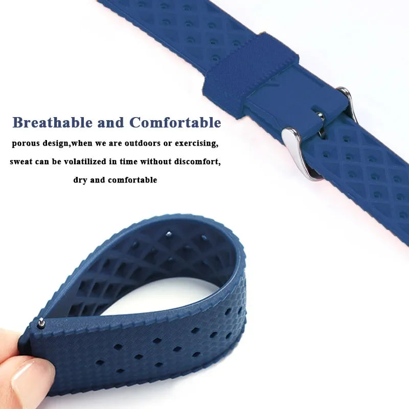 Tropic Strap for Seiko for Citizen for Oris Bracelst Tropical Silicone Strap Quick Release Watch Band 20mm 22mm