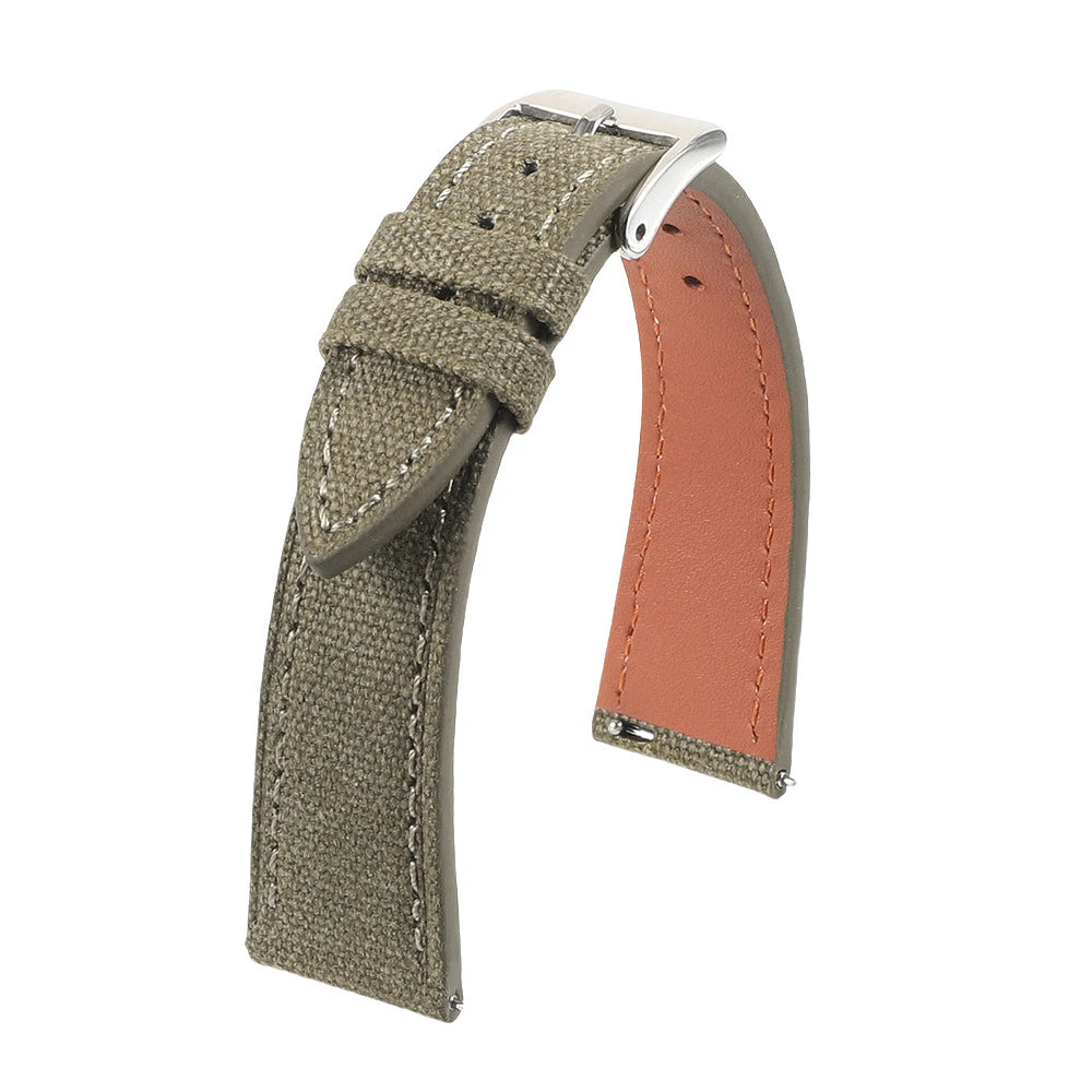 Handcrafted Slim Watch Strap 20mm 22mm Vintage Fabric Canvas Watch Band Quick Release Wristband Accessories for men