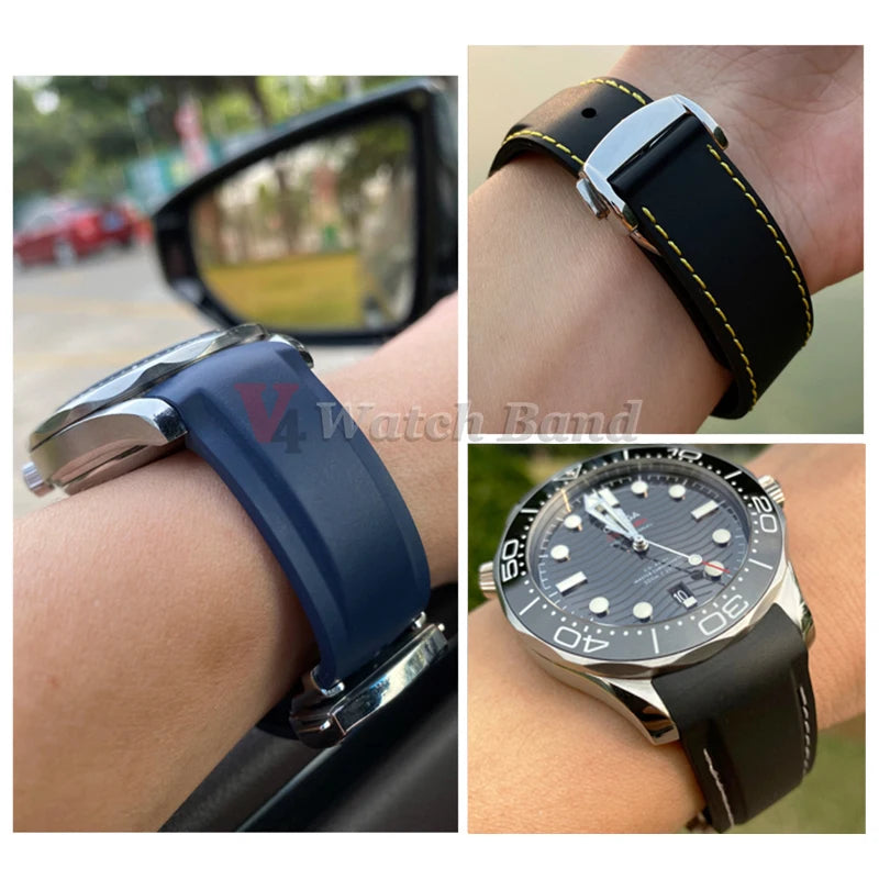Rubber Strap for Omega Seamaster 20mm 22mm Rubber Silicone Universal Watch Band Waterproof Wrist Bracelet for Rolex for Tudor