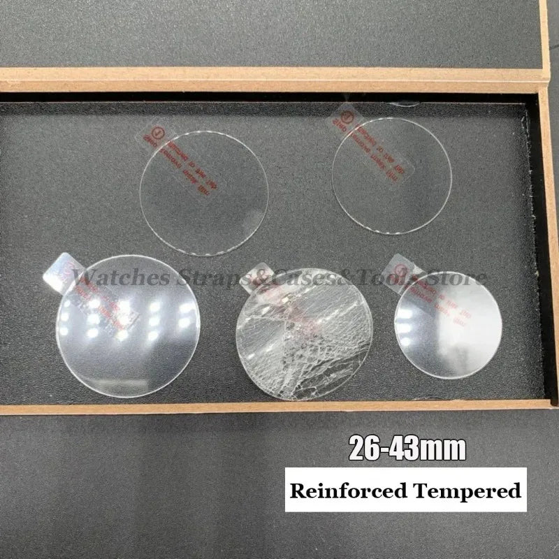 26-43mm Tempered Glass Smart Watch Screen Protector Protective Film Universal 28mm 30mm 32mm 38mm 40mm 41mm 42mm Diameter 2/5pcs