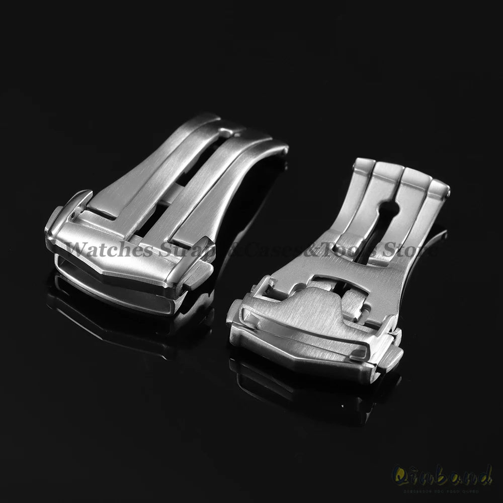 Stainless Steel Watch Buckle Double Press Folding Buckle 18mm 20mm for Omega Matte Deployment Clasps Brushed  Button Accessories