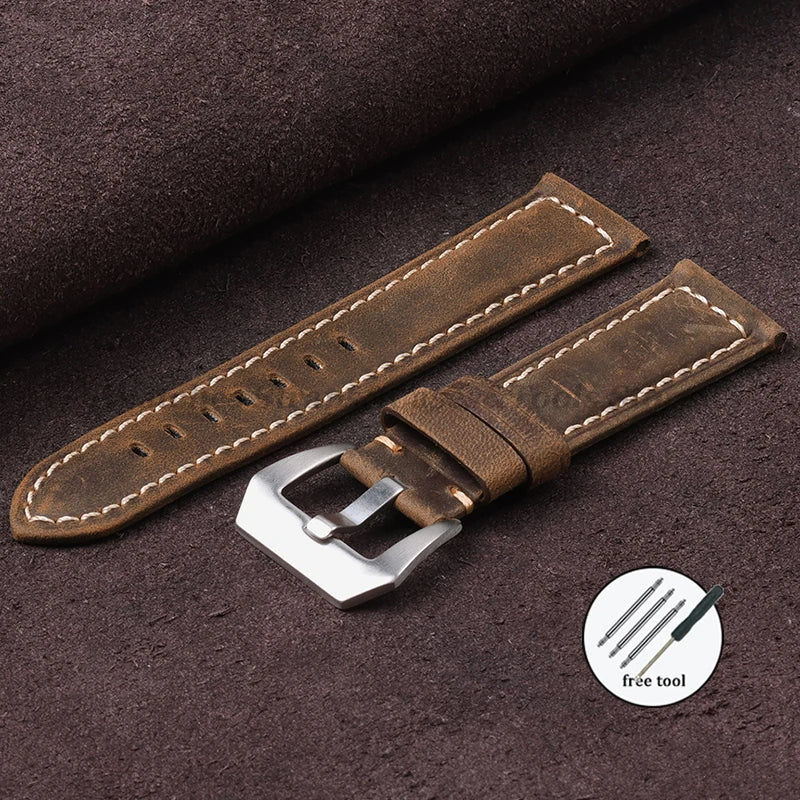 Vintage Genuine Leather Watch Bands for Panerai for Seiko for Omega Cowhide Bracelet Men's Women Accessories 20mm 22mm 24mm 26mm