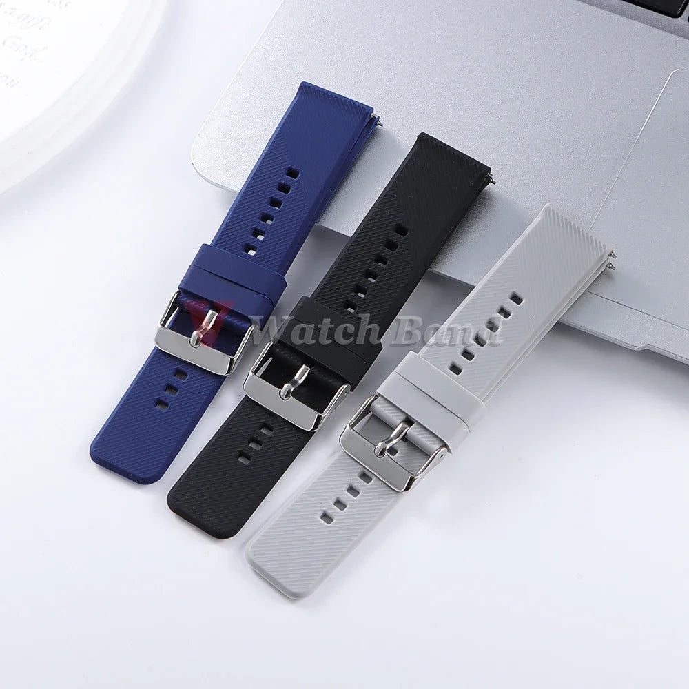 18mm 19mm 20mm 21mm 22mm Watch Band for Samsung Galaxy3 4 5 Quick Release Silicone Strap for Huawei GT2/GT3 Smart Watch Bracelet