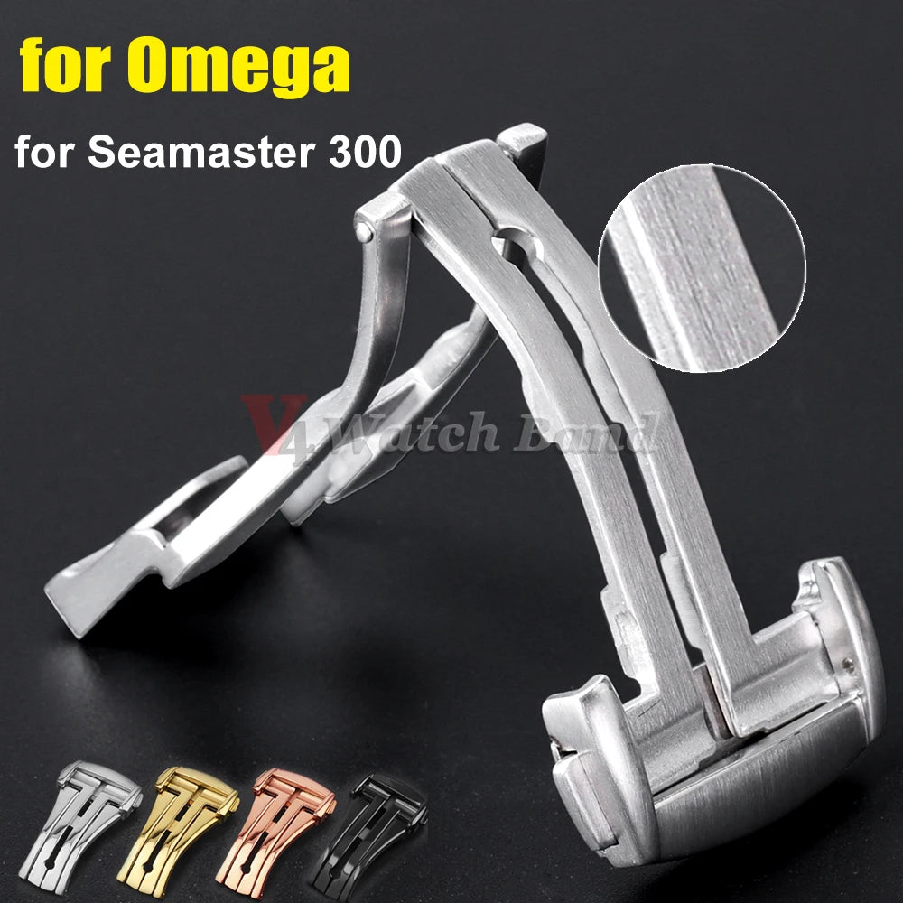Watch Buckle for Omega 16mm 18mm 20mm Stainless Steel Deployment Clasp for Nylon Rubber Watch Band Folding Butterfly Button