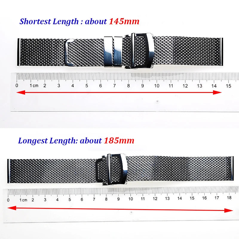 1.0 Mesh Milanese Watchband for Omega Seamaster 007 Bracelet for IWC Pilot Folding Buckle 20mm 22mm Stainless Steel Watch Strap