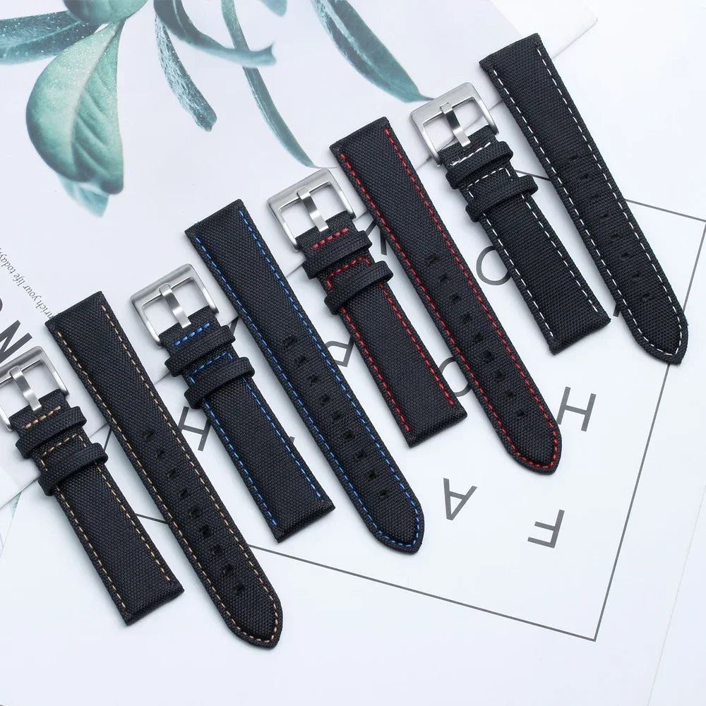 Nylon Leather Watch Strap for Seiko 22mm 20mm for Omega Belt for Casio Quick Release Watchband for Samsung Galaxy Watch 42/46mm