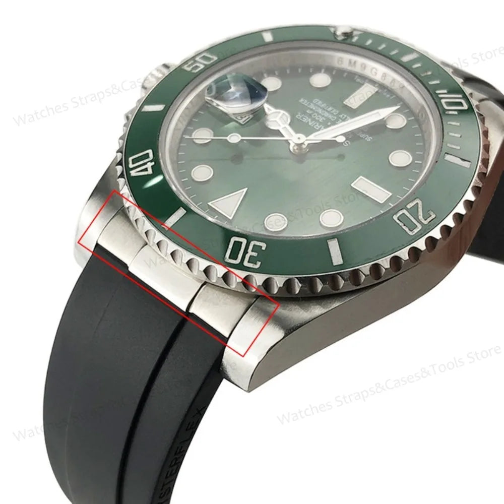 20mm Curved End Link Endlink For Rolex Watchband For Submariner Watch Band Rubber Leather Strap Metal Seamless Connection 2pcs