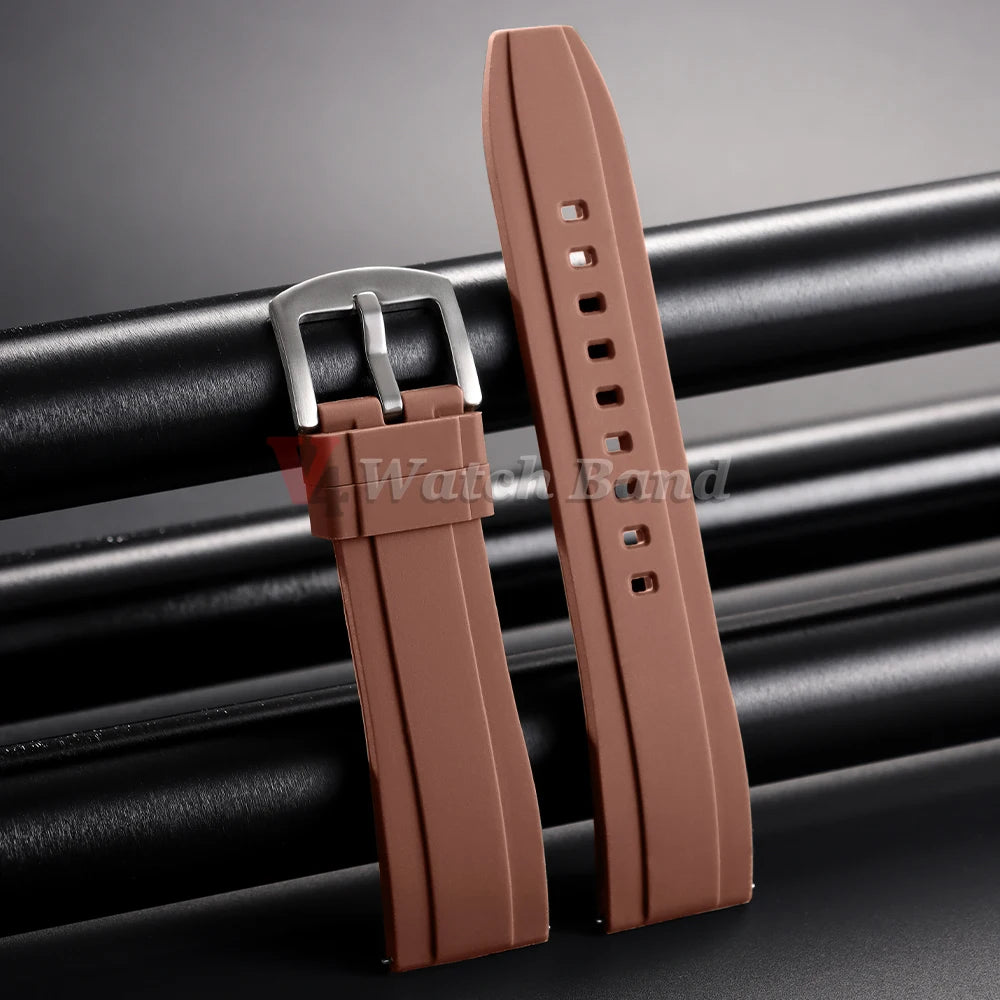 Watch Strap 20mm 22mm Universal Watch Band for Rolex for Omega Silicone Rubber Link Wrist Bracelet for Casio Soft for Smartwatch