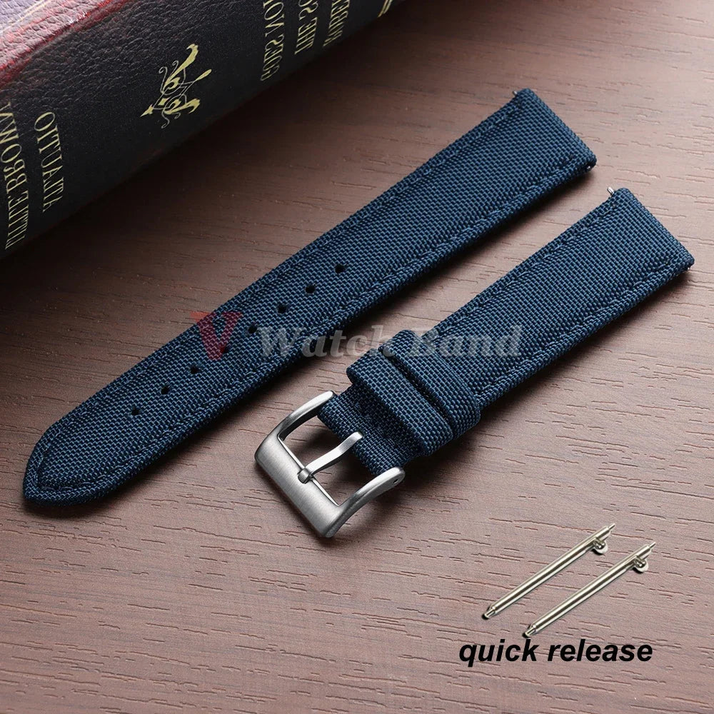 20mm 22mm Sailcloth Watch Strap Nylon Watchband Quick Release Waterproof Nylon Bracelet Two-Sided Canvas Band Sport Belt for Men