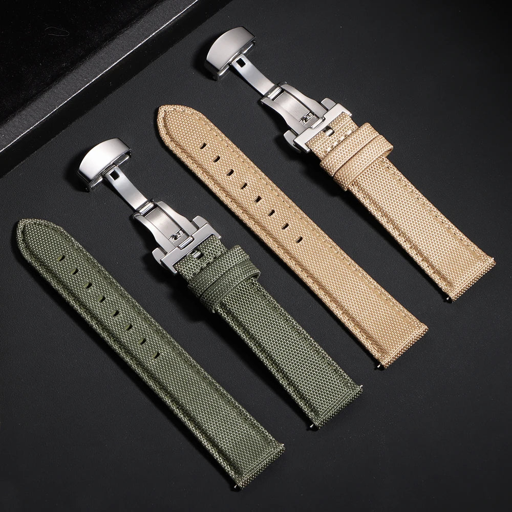 20mm 22mm Watch Strap for Omega Two-Sided Nylon Cowhide Watchband for Rolex Band Sport Wristband Quick Release Belt Accessories