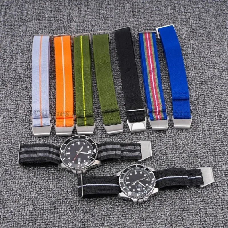 18mm 20mm 22mm Parachute Elastic Nylon Watch Strap for Omega Men Outdoors Sport Army Military Wrist Strap Bracelet Accessories
