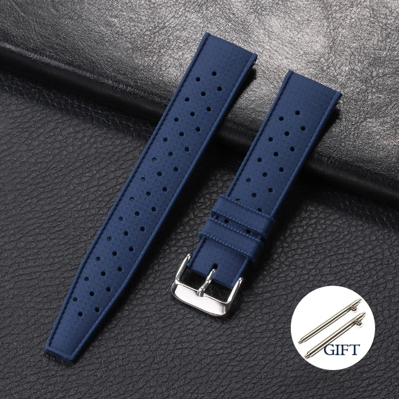 18mm 20mm 22mm Tropic Silicone Watch Strap for Fossil for Seiko Bands for Oris for Omega Replace Rubber Bracelet Quick Release