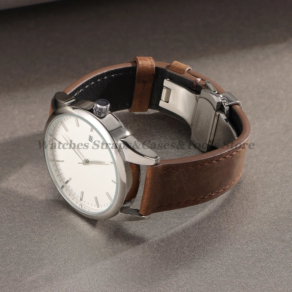 Crazy Horse Leather Watch Strap 18mm 19mm 20mm 21mm 22mm 24mm Butterfly Buckle Stitching Cowhide Strap for Seiko for Omega Belts