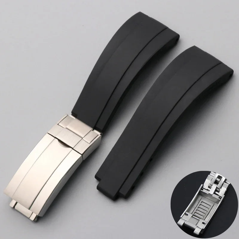 20mm Bracelet for Rolex Submariner DAYTONA GMT DEEPSEA Silicone Strap Diver Sport Waterproof  Rubber Watchband 9×9mm SlideBuckle