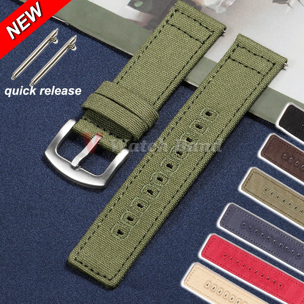 Quick Release Bracelet 18mm 20mm 22mm for Huawei Strap Braided Canvas Watch Band for Samsung Galaxy 3/4 40/44mm Classic 46/42mm