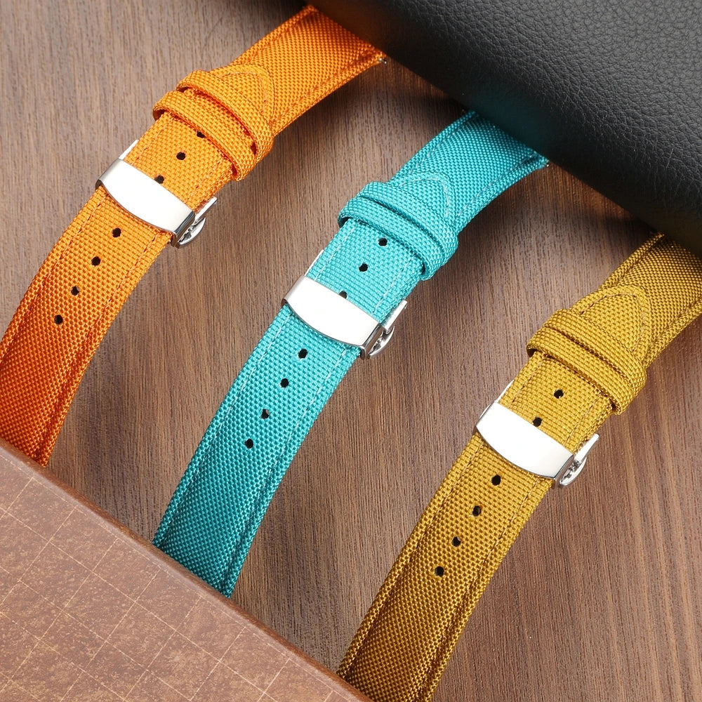 Quick Release Nylon Sailcloth Watch Strap 18mm 19mm 20mm 21mm 22mm 24mm Butterfly Buckle Band For Omega For Seiko Watchband