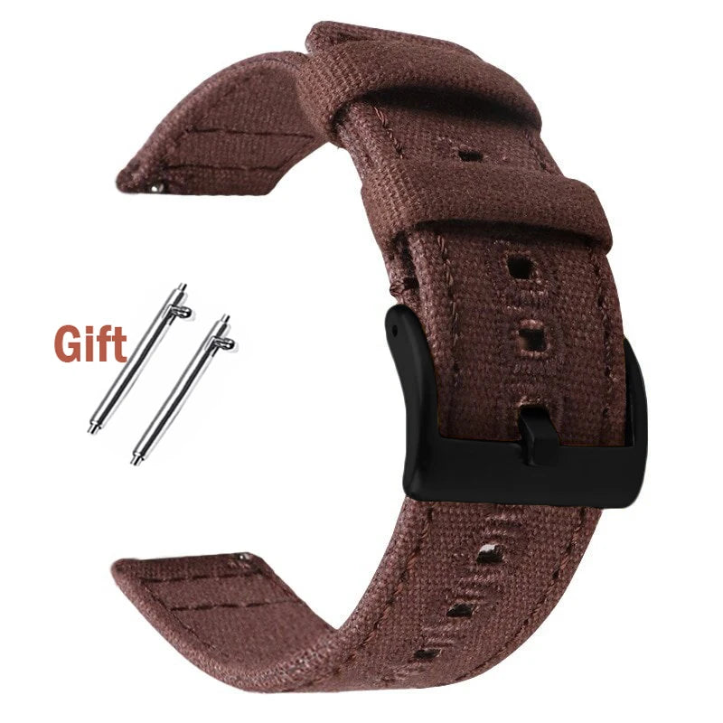 Braided Canvas Watch Band for Samsung Galaxy 3/4 40mm 44mm Classic 46/42mm Quick Release Bracelet for Huawei Strap18mm 20mm 22mm